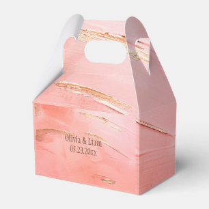 Gold Peach Melon Abstrakt Name Moderne Hochzeit Geschenkschachtel