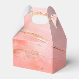 Gold Peach Melon Abstrakt Name Moderne Hochzeit Geschenkschachtel