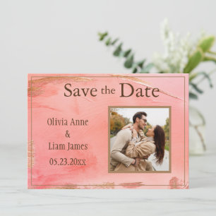 Gold Peach Melon Abstraktes Foto Braun Moderne Save The Date
