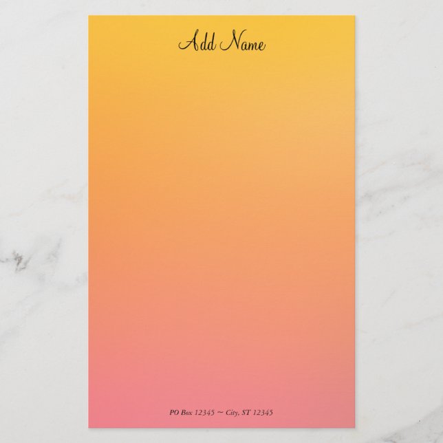 Gold Peach Ombre Personalisiert Briefpapier (Vorderseite)
