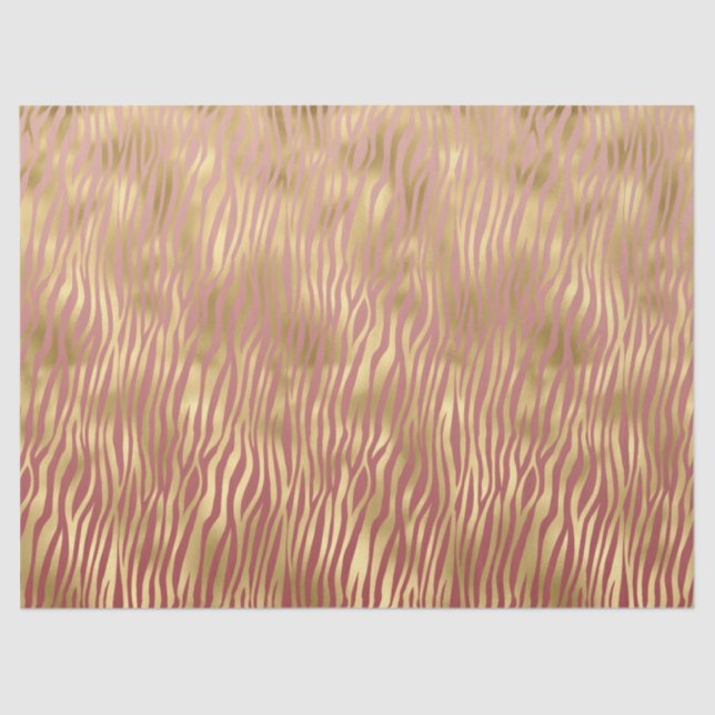 Gold Peach Red Zebra Stripes Seidenpapier (Vorderseite)