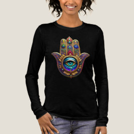 Gold Peacock Colors Hamsa Green Sapphire Third Eye Tri-Blend Shirt