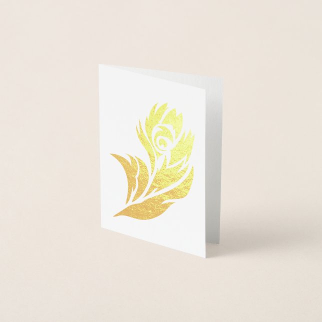 Gold Peacock Feather Notecard Folienkarte (Vorderseite)