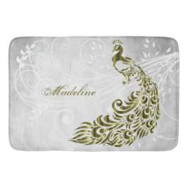 Gold Peacock Personalisiert Bath Mat Badematte