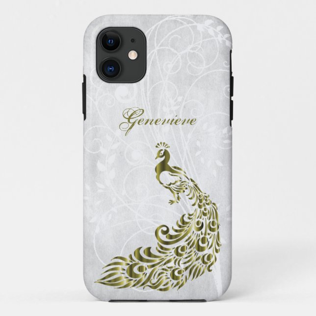 Gold Peacock Personalisiert iPhone 11 Fall Case-Mate iPhone Hülle (Rückseite)