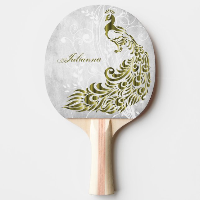 Gold Peacock Personalisiert Ping Pong Paddle Tischtennis Schläger (Vorderseite)