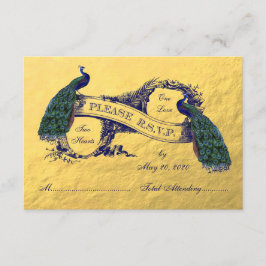 Gold Peacock Wedding RSVP Card