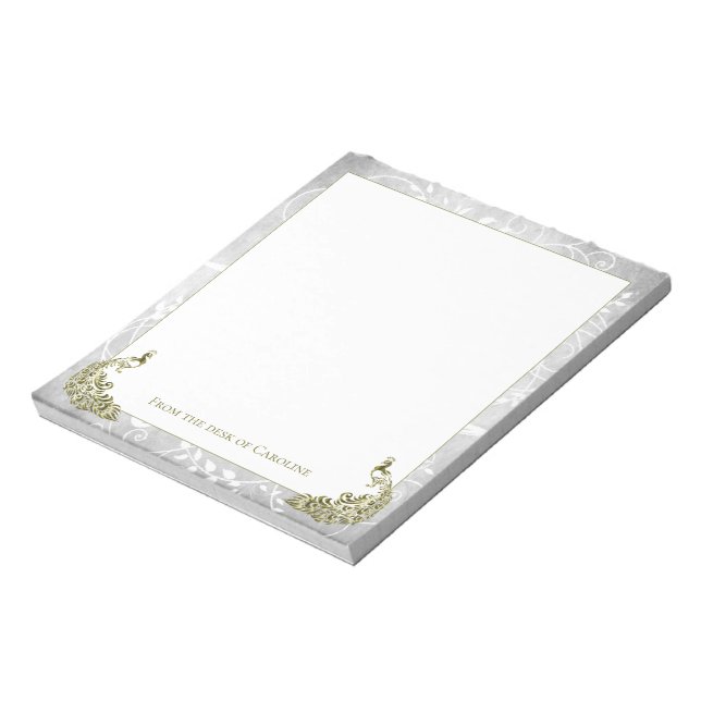 Gold Peacocks Notepad Notizblock (Rotiert)
