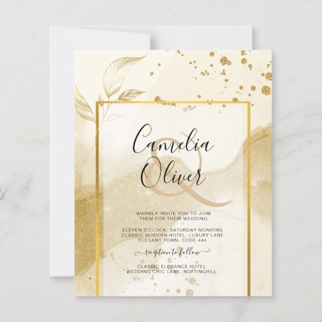Gold Pearl WEDDING Alkohol INK Abstrakt LeahG (Vorderseite)