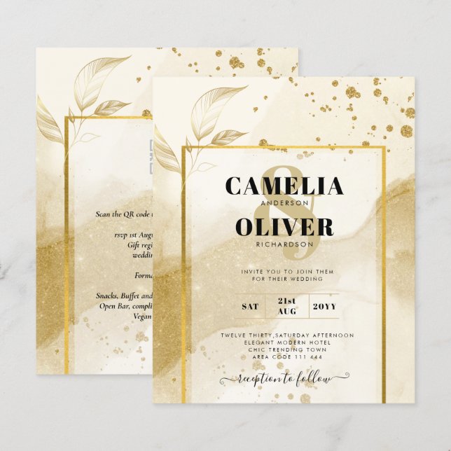Gold Pearl WEDDING Alkohol INK Abstrakt LeahG (Vorne/Hinten)