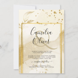 Gold Pearl WEDDING Alkohol INK Abstrakt LeahG Einladung