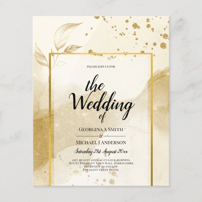 Gold Pearl WEDDING Alkohol INK Abstrakt LeahG Flyer (Vorne)