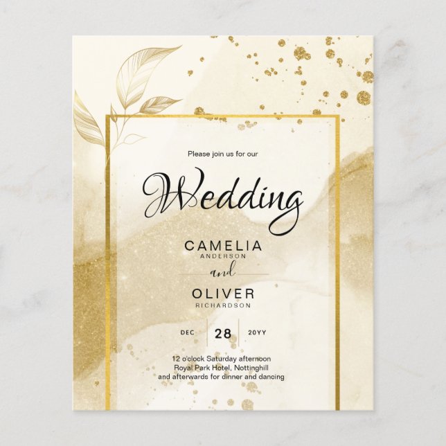 Gold Pearl WEDDING Alkohol INK Abstrakt LeahG Flyer (Vorne)