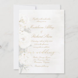 Gold & Pearl White Desdemona Rose Hochzeit Einladung