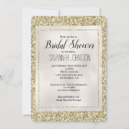 Gold Pearl White Glitzy Glitzer Einladung