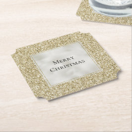 Gold Pearl White Glitzy Glitzer Weihnachten Untersetzer
