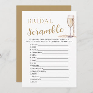 Gold Pearls und Prosecco Bridal Word Scramble Game Einladung