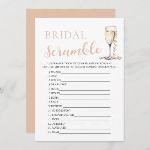 Gold Pearls und Prosecco Bridal Word Scramble Game Einladung