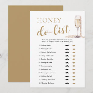Gold Pearls und Prosecco Honey Do List Bridal Game Einladung