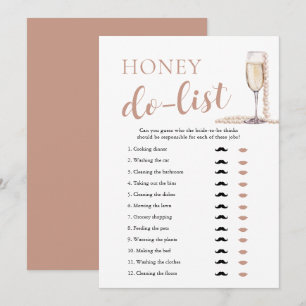 Gold Pearls und Prosecco Honey Do List Bridal Game Einladung