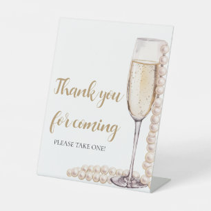 Gold Pearls und Prosecco Vielen Dank für Ihre Teil Sockelschild