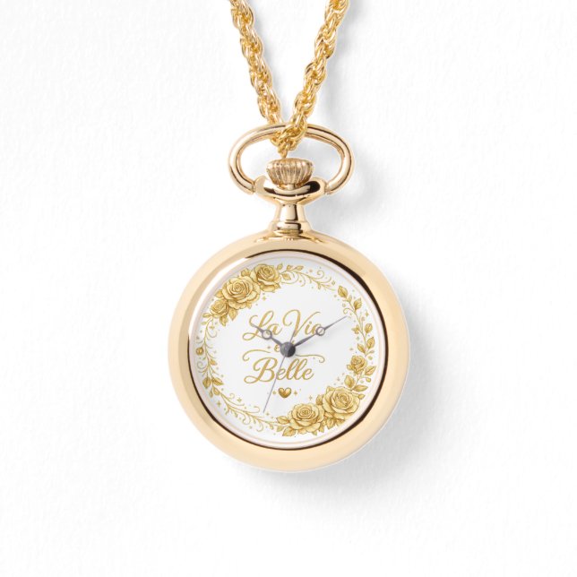 Gold pendant watch "La Vie Belle" with a luxurious Armbanduhr (Vorderseite)