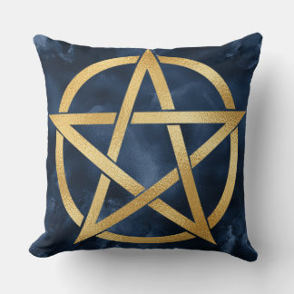 Gold Pentagramm Symbol auf blau Kissen
