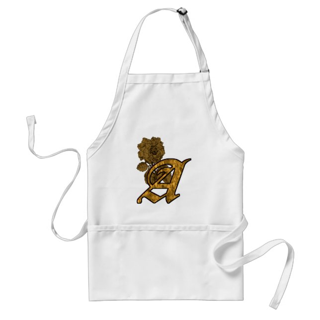Gold Peony Monogram Initial A Schürze (Vorne)