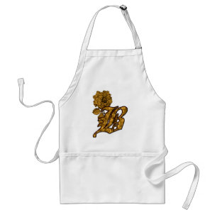 Gold Peony Monogram Initial B Schürze