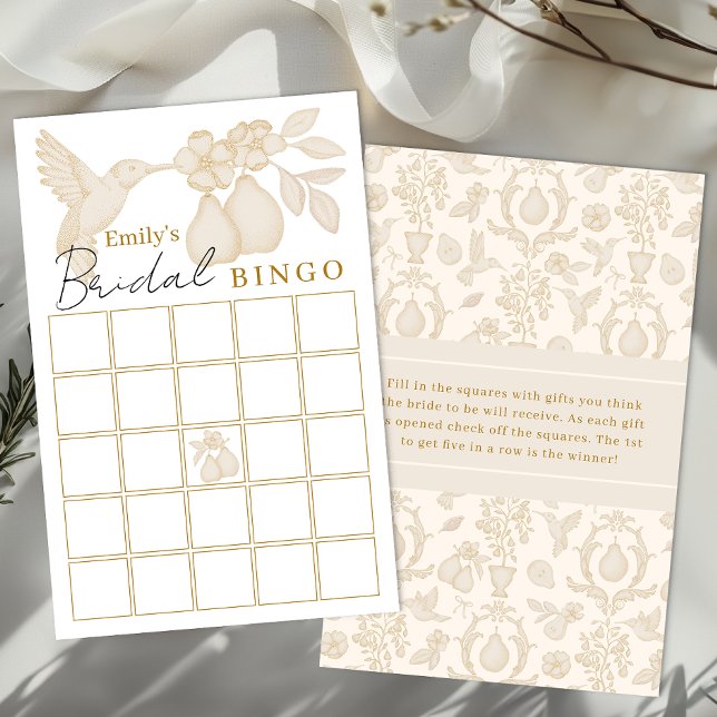 Gold Perfect Pear Brautparty Bingo Game (Bridal Bingo)