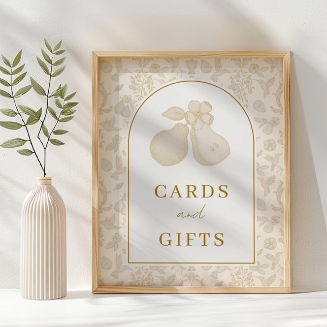 Gold Perfect Pear Brautparty Cards & Gifts Sign Poster (Cards and Gifts Sign)