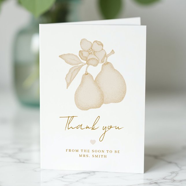 Gold Perfect Pear Brautparty Danke Karte (Simple Thank You Card)
