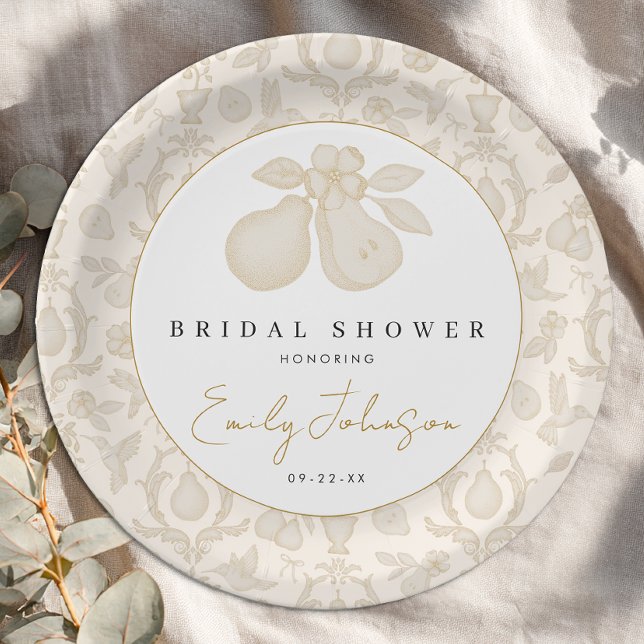 Gold Perfect Pear Brautparty Dinner Plate Pappteller (Paper Plates)