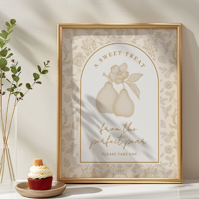 Gold Perfect Pear Brautparty Fevor Sign Poster (Sweet Treat Sign)