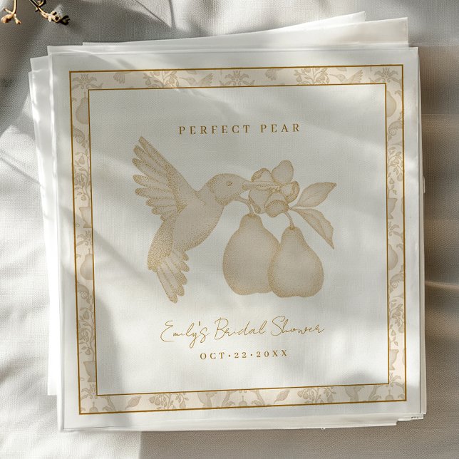 Gold Perfect Pear Brautparty Napkins Serviette (Perfect Pear Bridal Shower Napkin)