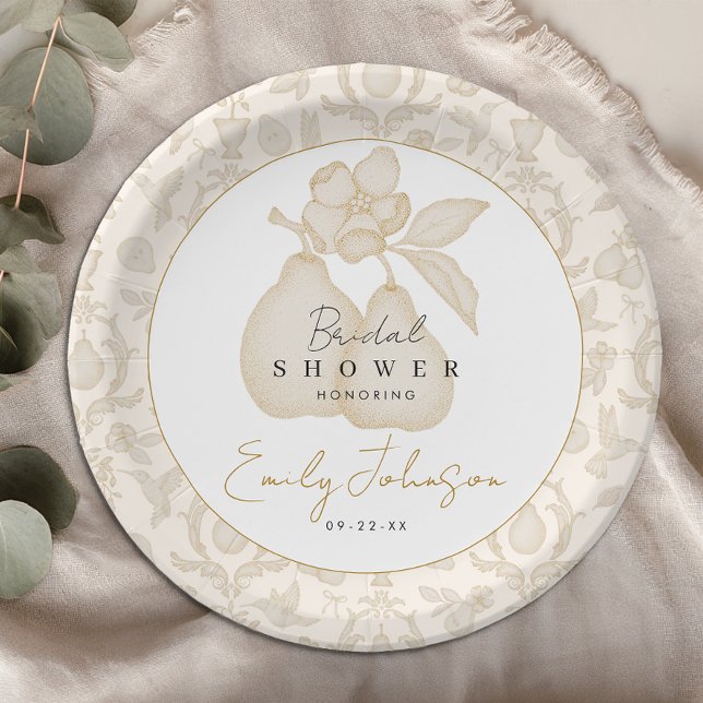 Gold Perfect Pear Brautparty Paper Teller (Perfect Pear Paper Plates)