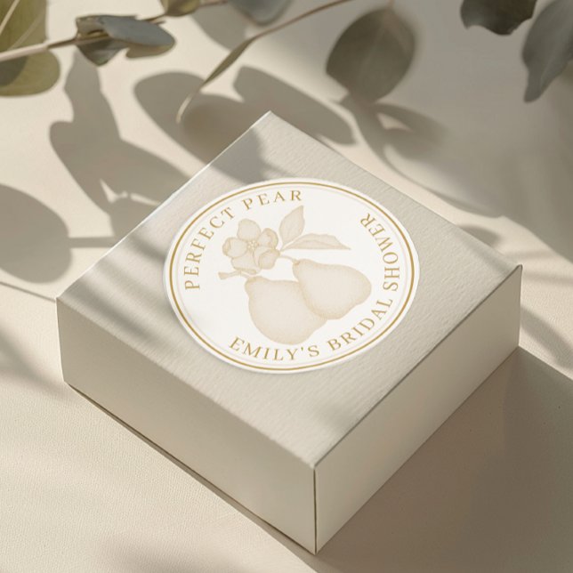 Gold Perfect Pear Brautparty Stickers (Favor Sticker)