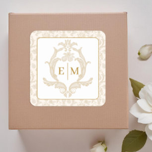 Gold Perfect Pear Monogram Wedding Sticker