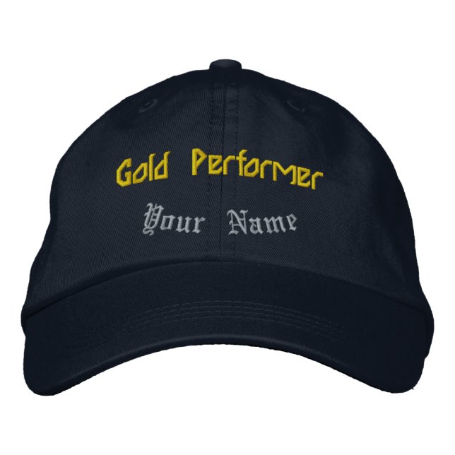 Gold Performer Navy Personalisierte Feier-Hut  Bestickte Baseballkappe (Vorderseite)