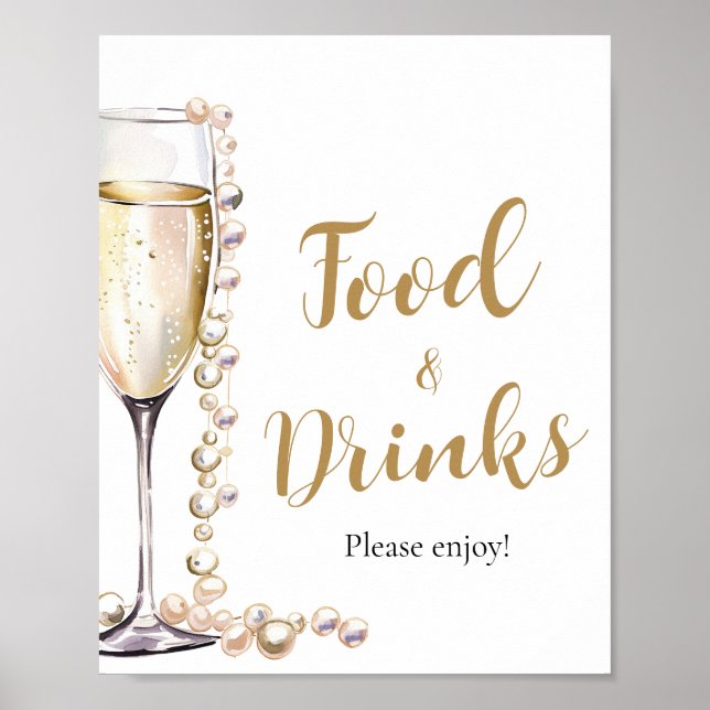 Gold Perlen und Prosecco Champagner Küche Poster (Vorne)