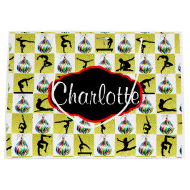 GOLD PERSONALISIERT GYMNAST CHRISTMAS GIFT BAG GROßE GESCHENKTÜTE