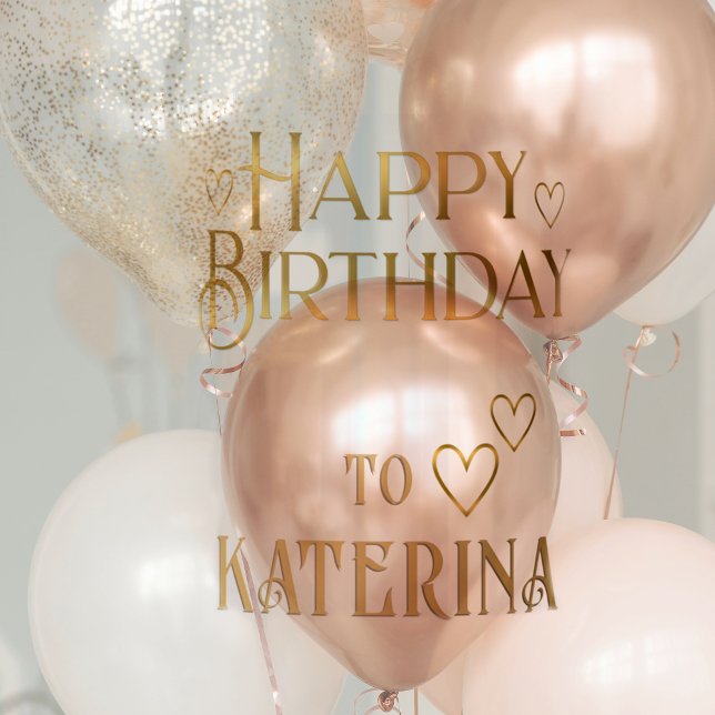 Gold Personalisiert Happy Birthday Stickers w Hear Aufkleber (Von Creator hochgeladen)