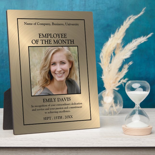 Gold/Personalized Photo - Employee Award Plaque Fotoplatte (Seite)