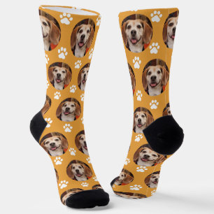 Gold Pet Foto und Paw Prints ernten Socken