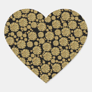 Gold Petals Heart Design Herz-Aufkleber