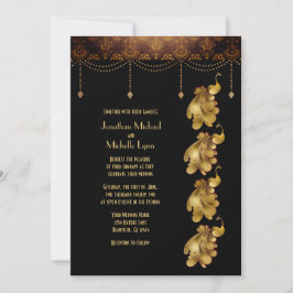Gold-Pfauen, antikes Ägypten, Art-Déco-Hochzeit Einladung