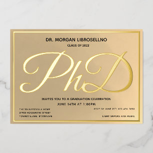 Gold PhD-Abschluss Folieneinladung