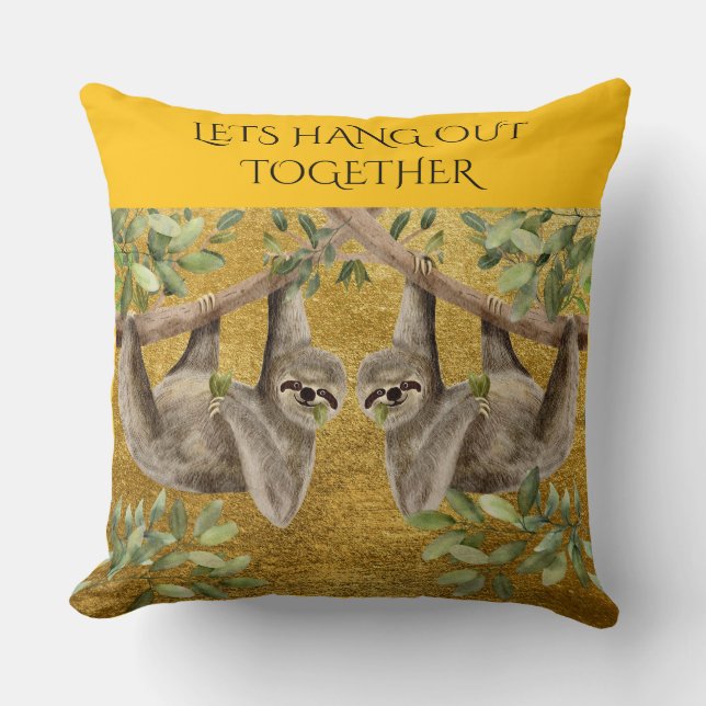 Gold Pillow - Sloth Design  Kissen (Vorderseite)