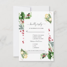 Gold Pine Berry Christmas Song Anfrage Hochzeit RSVP Karte