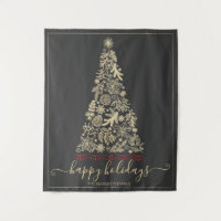 Gold Pine Cone Bough Happy Holidays Weihnachtsbaum